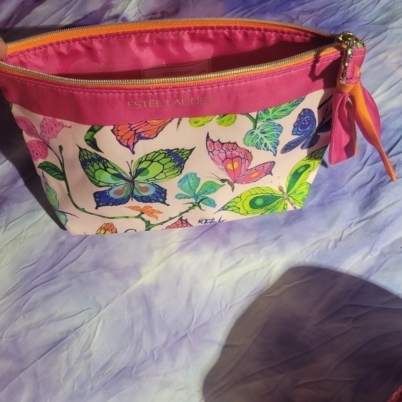 Estee Lauder Cosmetic Bag Butterfly Multicolored Makeup Zip Case - Picture 5 of 12